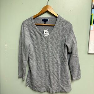 Karen Scott Heather Gray V-Neck Sweater